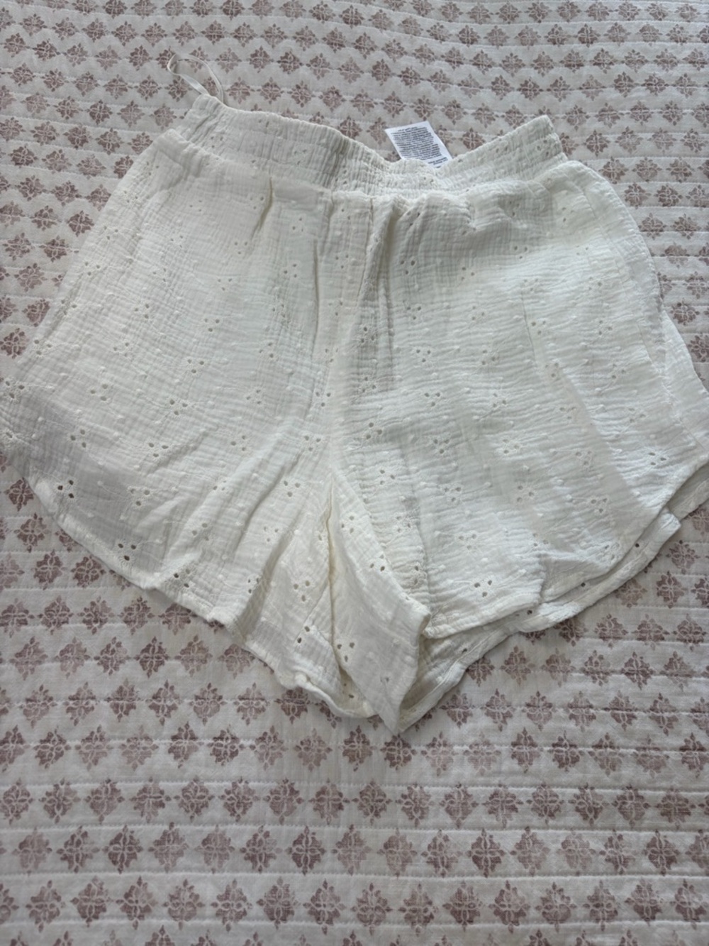 Vero Moda White Eyelet Elastic Waist Shorts